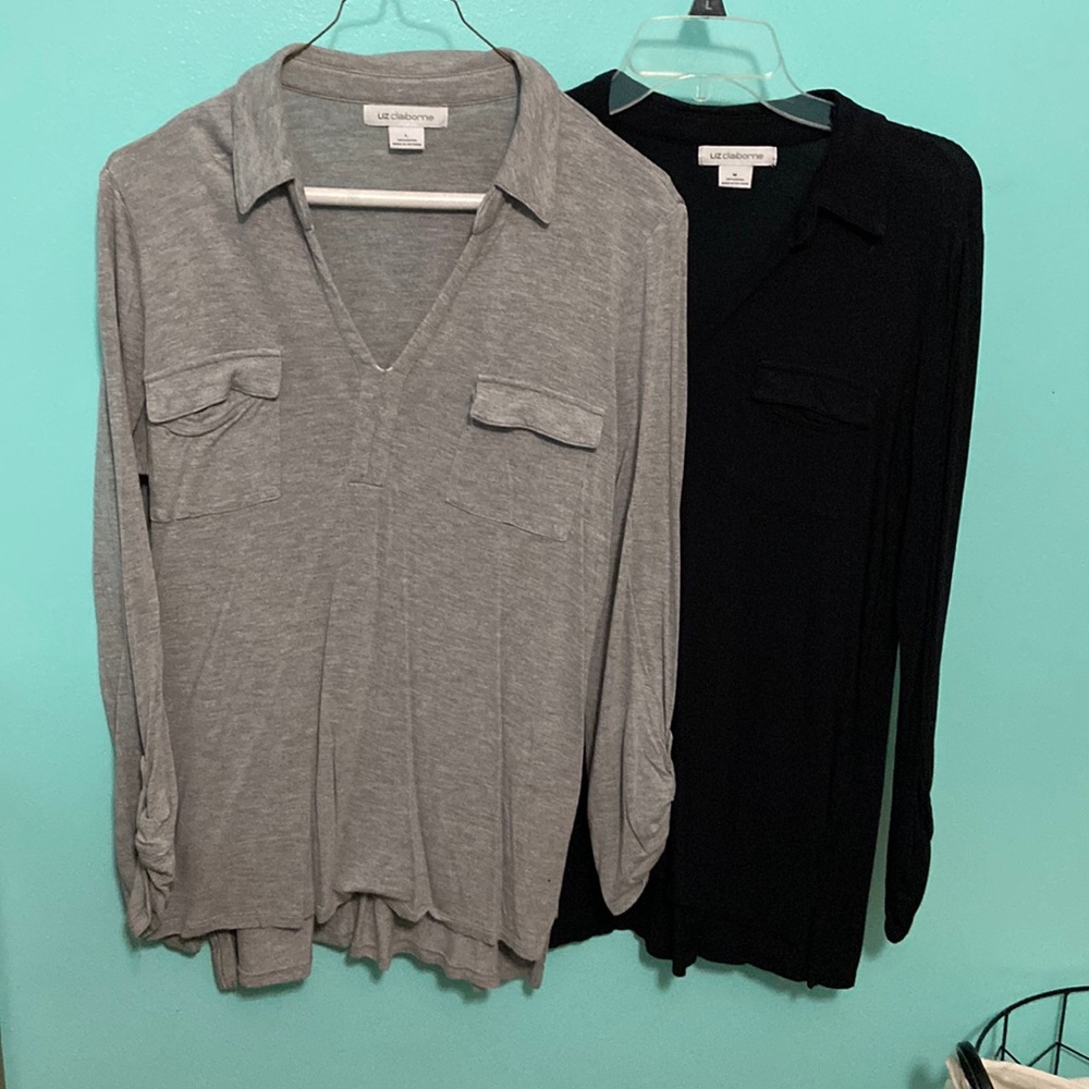 TWO Liz Claiborne 3/4 length tops